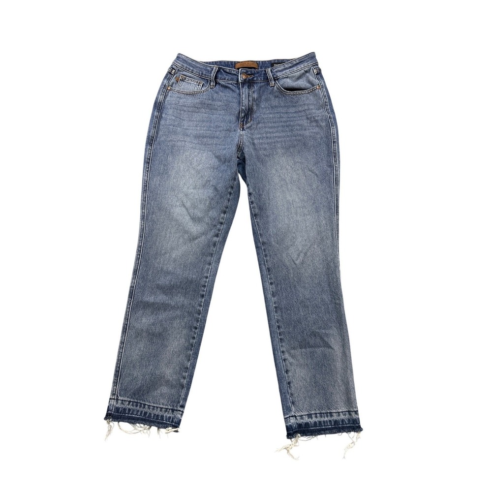 Judy Blue Jeans Boyfriend Fit Distressed Frayed Hem Light Wash Size 13 31